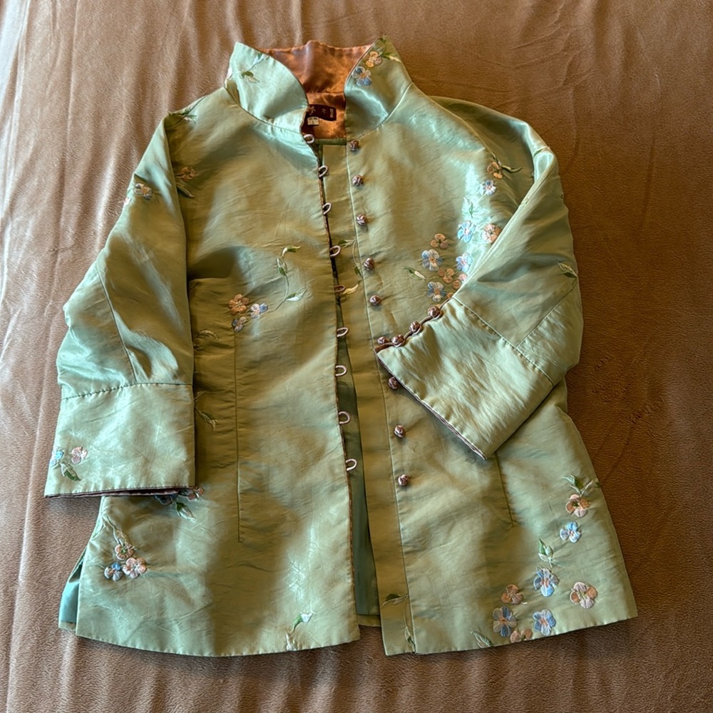 Embroidered Mixed Silk Jacket